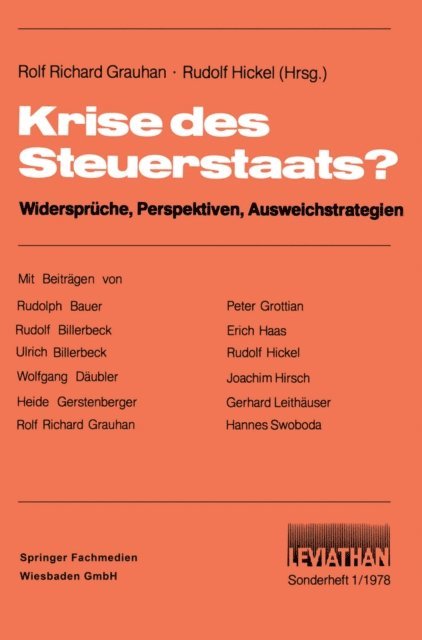 Rudolf Hickel, Rolf Richard Grauhan - Krise des Steuerstaats?, E-bok