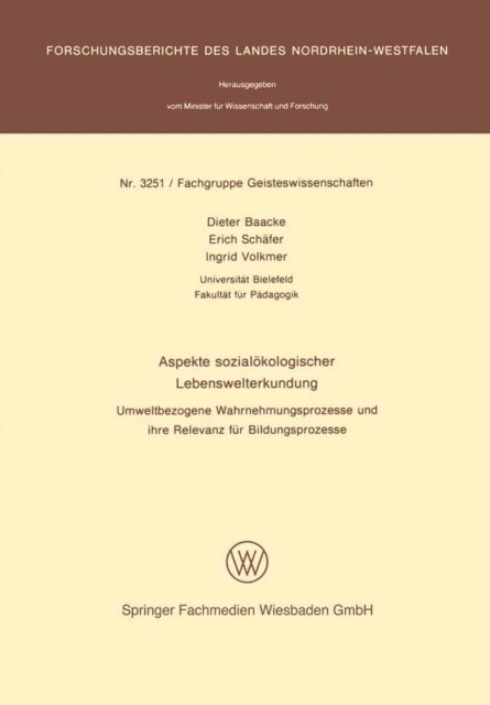 Dieter Baacke - Aspekte sozialökologischer Lebenswelterkundung, E-bok