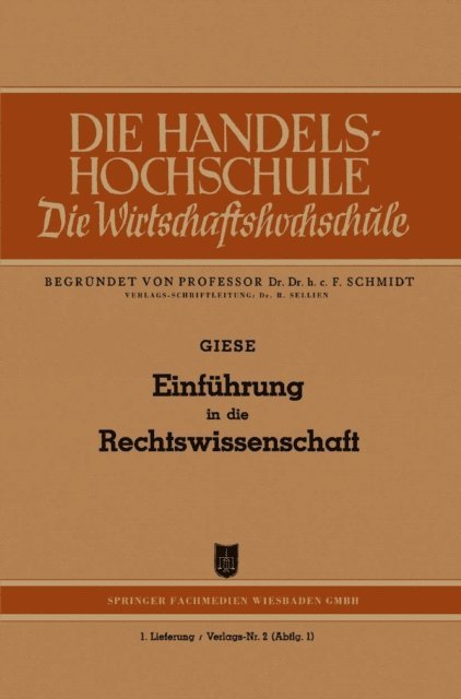 Friedrich Giese - Einführung in die Rechtswissenschaft, E-bok