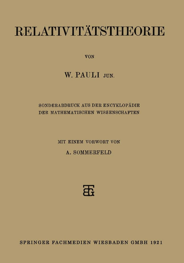 W. Pauli - Relativitätstheorie, Häftad
