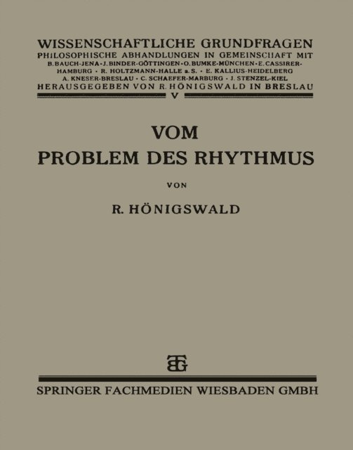 Richard Honigswald - Vom Problem des Rhythmus, E-bok