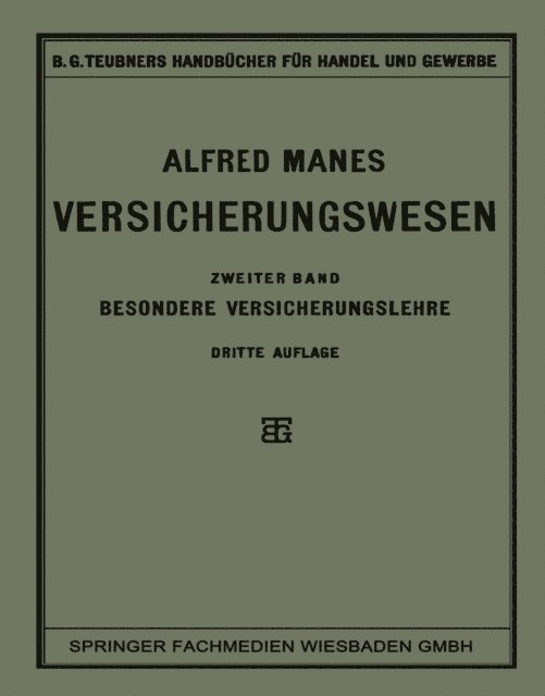 Alfred Manes - Versicherungswesen, E-bok
