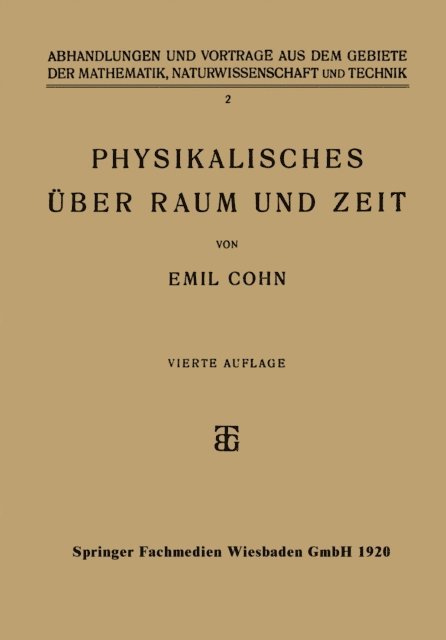 Emil Cohn - Physikalisches über Raum und Zeit, E-bok