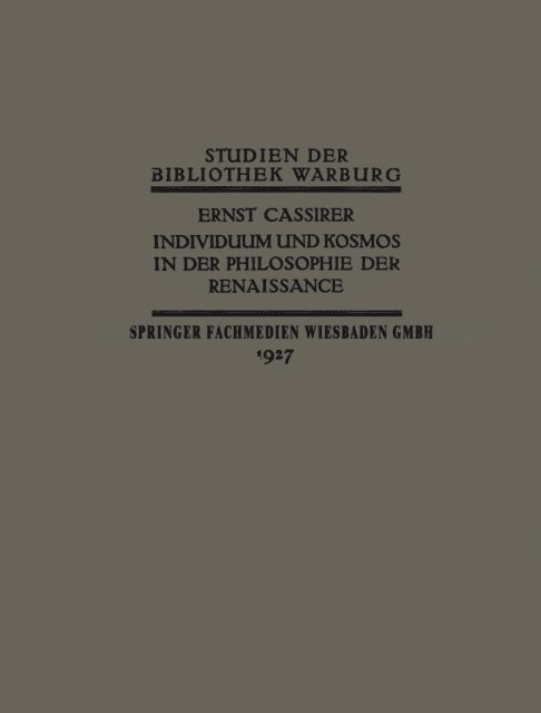 Ernst Cassirer - Individuum und Kosmos in der Philosophie der Renaissance, E-bok