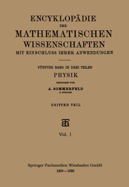 A. Sommerfeld - Encyklopädie der Mathematischen Wissenschaften mit Einschluss ihrer Anwendungen, E-bok