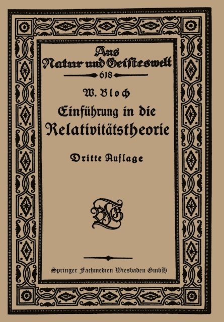 Werner Bloch - Einführung in die Relativitätstheorie, E-bok