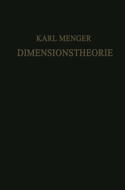 Karl Menger - Dimensionstheorie, E-bok