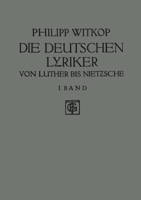 Philipp Witkop - Die Deutschen Lyriker, E-bok