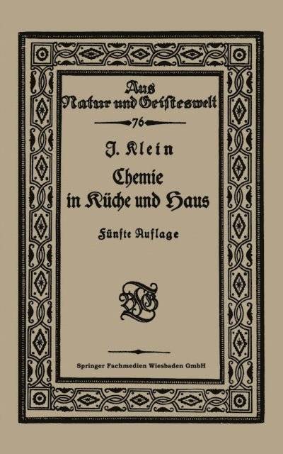 Joseph Klein - Chemie in Küche und Haus, E-bok