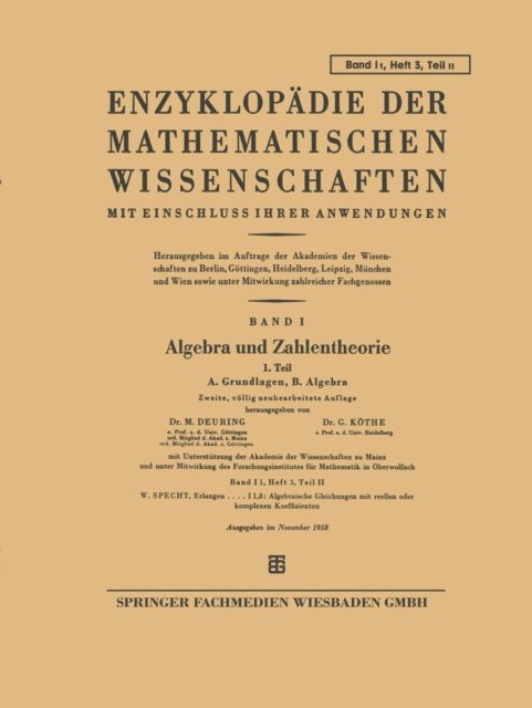 G. Kothe, M. Deuring - Algebra und Zahlentheorie, E-bok