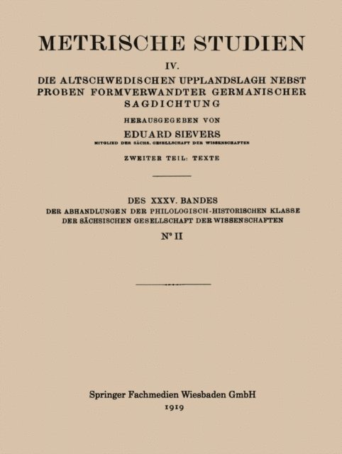 Eduard Sievers - Metrische Studien, E-bok