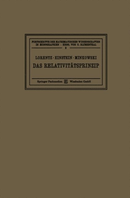 Hermann Minkowski, Albert Einstein, Hendrik Antoon Lorentz - Das Relativitätsprinzip, E-bok