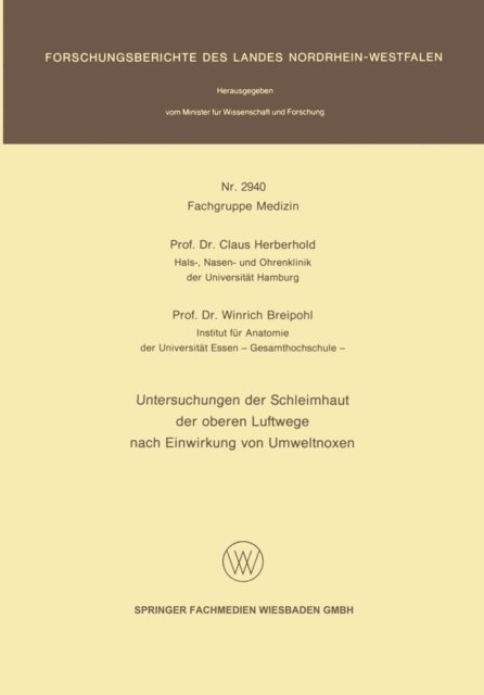 Claus Herberhold - Untersuchungen der Schleimhaut der oberen Luftwege nach Einwirkung von Umweltnoxen, E-bok