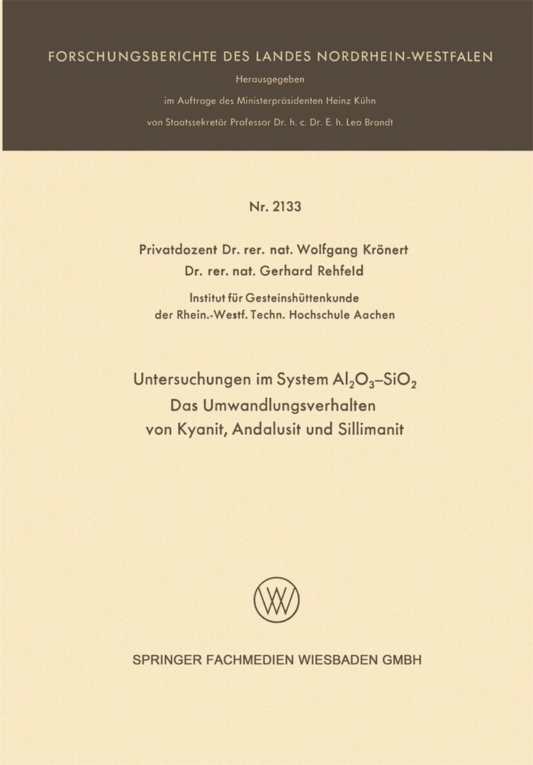 Wolfgang Krönert - Untersuchungen im System Al2O3-SiO2, Häftad