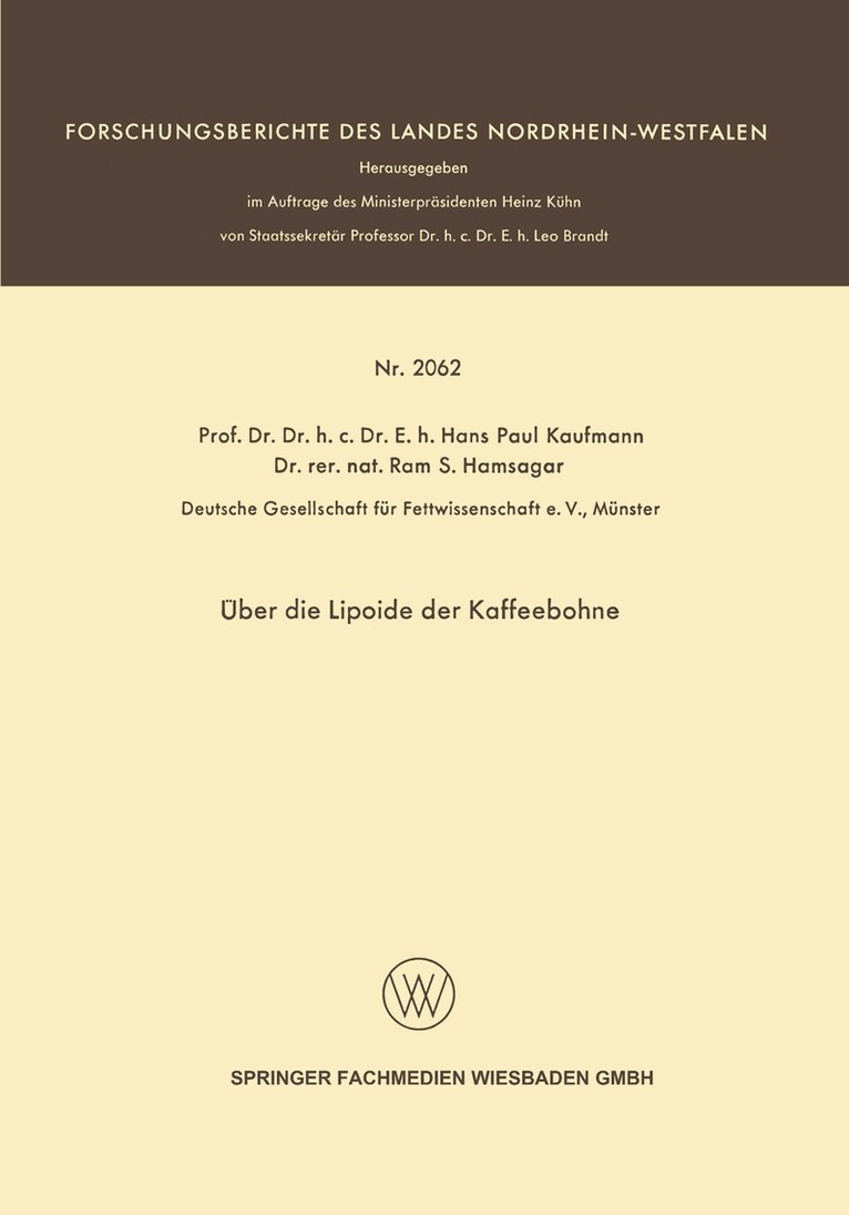 Hans Paul Kaufmann - Über die Lipoide der Kaffeebohne, Häftad