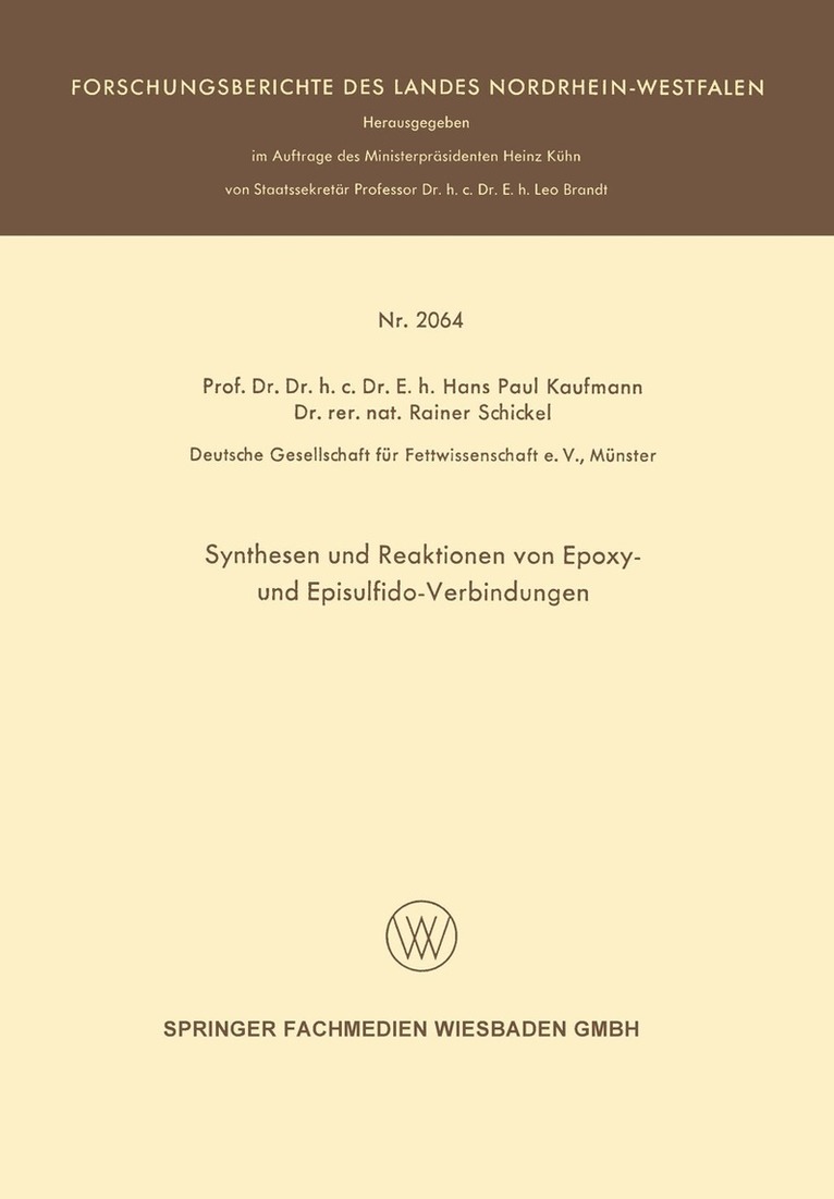 Hans Paul Kaufmann - Synthesen und Reaktionen von Epoxy- und Episulfido-Verbindungen, Häftad