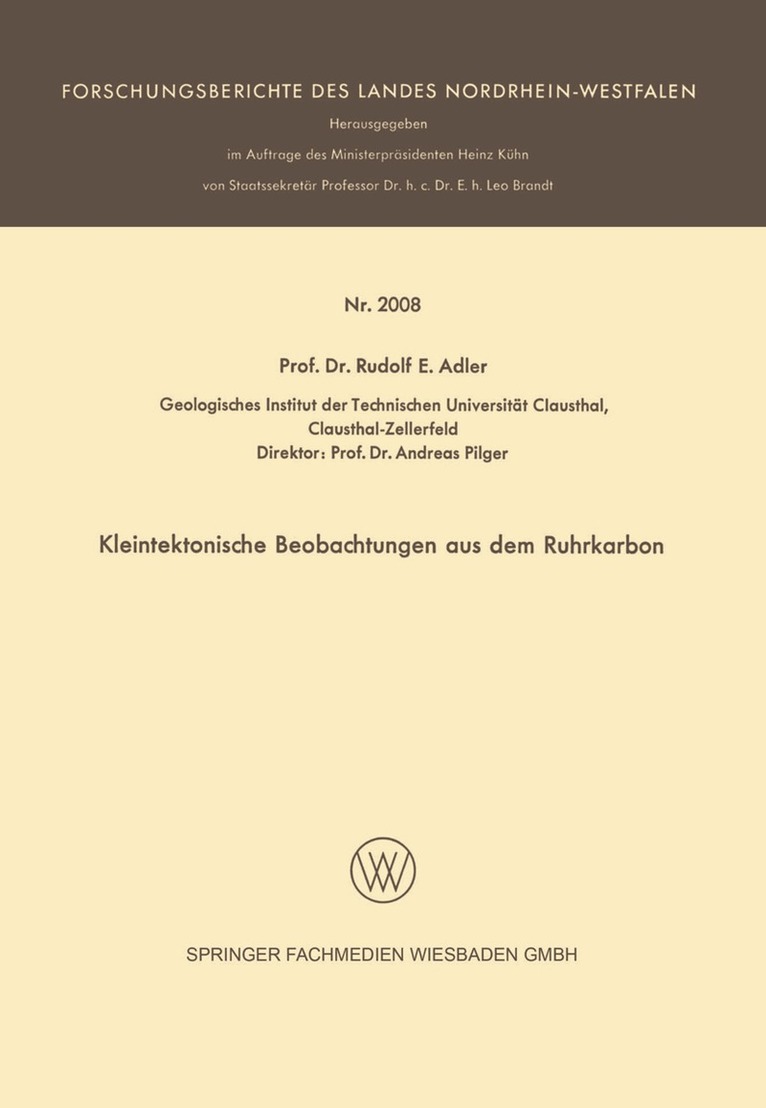 Rudolf E. Adler - Kleintektonische Beobachtungen aus dem Ruhrkarbon, Häftad