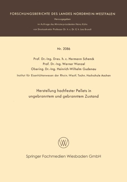 Heinrich-Wilbelm Gudenau, Werner Wenzel, Hermann Rudolf Schenck - Herstellung hochfester Pellets in ungebranntem und gebranntem Zustand, E-bok