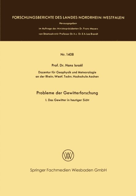 Hans Israel - Probleme der Gewitterforschung, E-bok