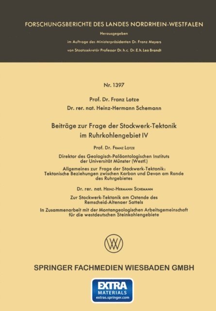 Franz Lotze - Beiträge zur Frage der Stockwerk-Tektonik im Ruhrkohlengebiet IV, E-bok
