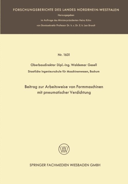 Waldemar Gesell - Beitrag zur Arbeitsweise von Formmaschinen mit pneumatischer Verdichtung, E-bok. Tillgänglighet: Lägg i varukorg