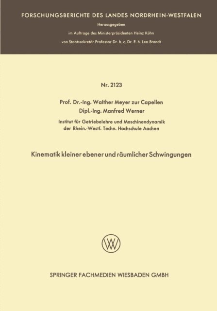 Manfred Werner, Walther Meyer zur Capellen - Kinematik kleiner ebener und räumlicher Schwingungen, E-bok