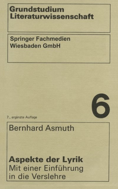 Bernhard Asmuth - Aspekte der Lyrik, E-bok