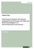 F�rderung der Resilienz. Wie k�nnen p�dagogische Einrichtungen die St�rke und Widerstandsf�higkeit von Heranwachsenden unterst�tzen?