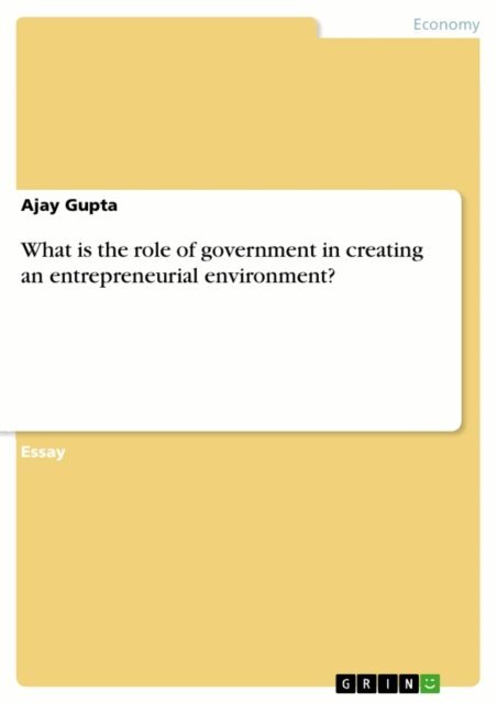 Ajay Gupta - What is the role of government in creating an entrepreneurial environment?, E-bok