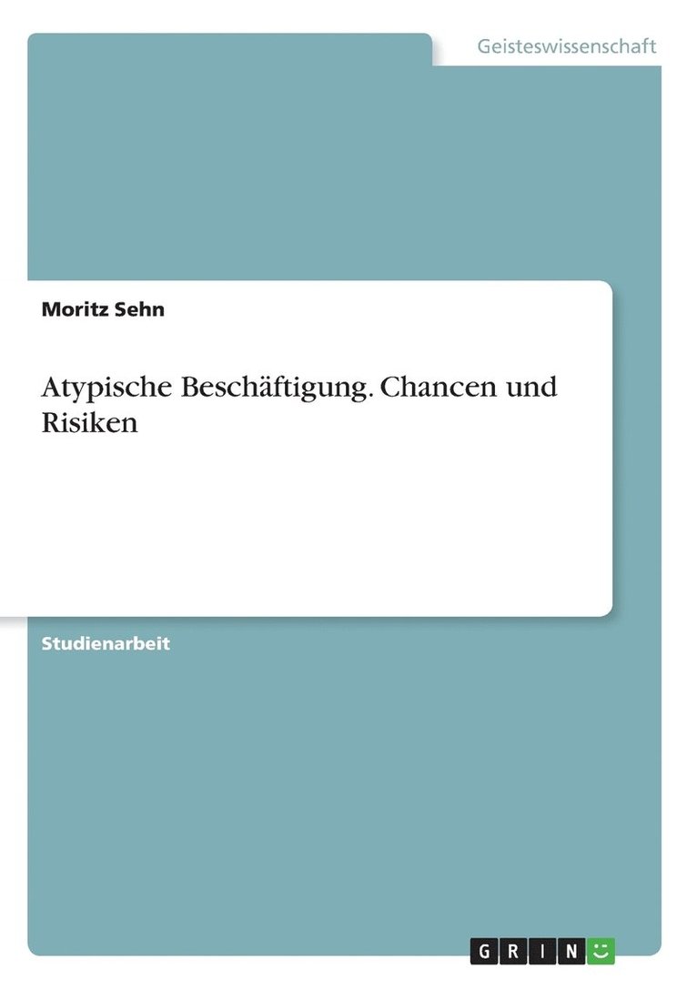 Moritz Sehn - Atypische Beschäftigung. Chancen und Risiken, Häftad