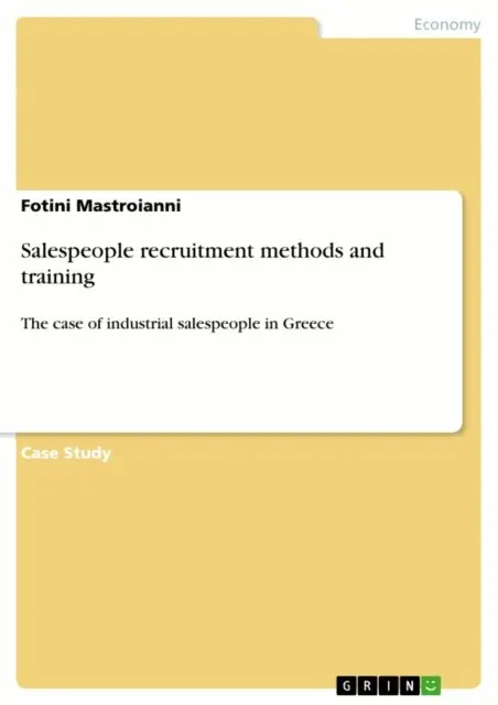 Fotini Mastroianni - Salespeople recruitment methods and training, E-bok. Tillgänglighet: Lägg i varukorg