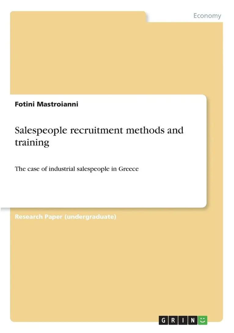 Fotini Mastroianni - Salespeople recruitment methods and training, Häftad. Tillgänglighet: Lägg i varukorg