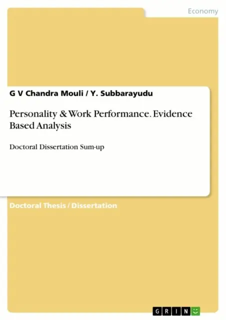 Y. Subbarayudu, G V Chandra Mouli - Personality & Work Performance. Evidence Based Analysis, E-bok. Tillgänglighet: Lägg i varukorg