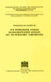 Nosratollah Rastegar - Zur Problematik Einiger Handschriftlicher Quellen Des Neupersischen Namenbuches, Häftad