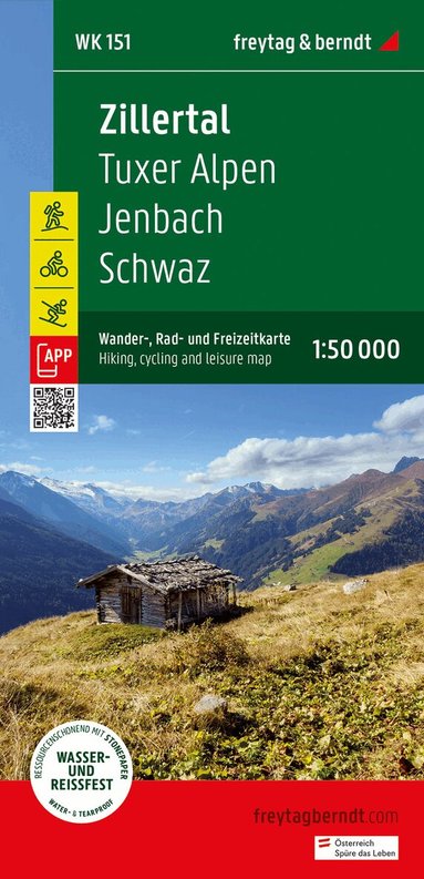 Zillertal Hiking, Cycling & Leisure Map by Freytag-Berndt