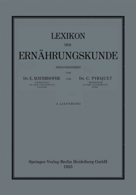 C. Pirquet, E. Mayerhofer - Lexikon der Ernährungskunde, E-bok
