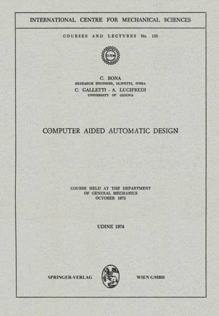 A. Lucifredi, C. Galletti, C. Bona - Computer Aided Automatic Design, E-bok