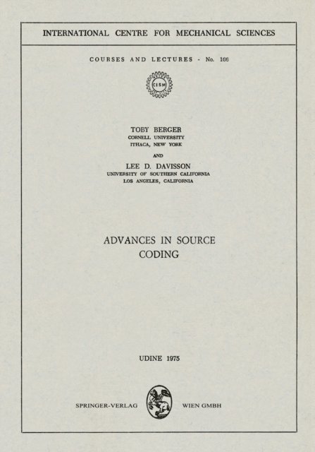 Lee D. Davisson, Toby Berger - Advances in Source Coding, E-bok