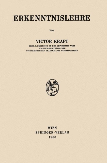 Victor Kraft - Erkenntnislehre, E-bok