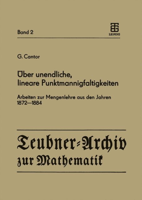 G. Cantor, G. Asser - Über unendliche, lineare Punktmannigfaltigkeiten, E-bok
