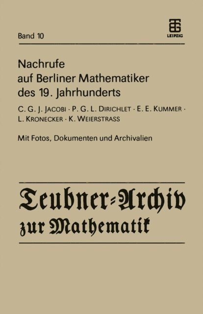 H. Reichardt - Nachrufe auf Berliner Mathematiker des 19. Jahrhunderts, E-bok