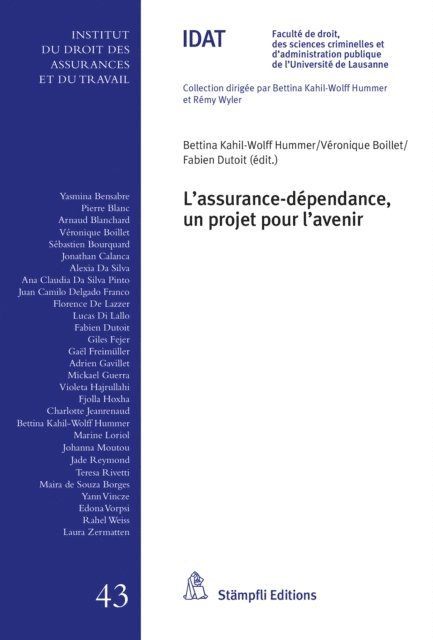 Fabien Dutoit, Veronique Boillet, Bettina Kahil-Wolff Hummer - L'assurance dépendance, un projet pour l'avenir, E-bok