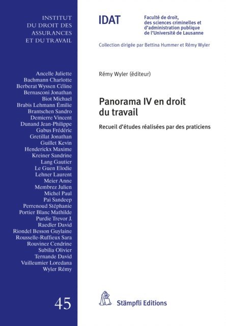 Remy Wyler - Panorama IV en droit du travail, E-bok