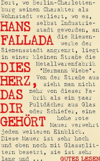 Hans Fallada - Dies Herz, das dir gehört, E-bok