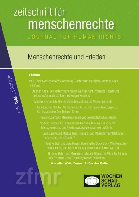 Stefan Weyers, Arnd Pollmann, Elisabeth Holzleithner, Tessa Debus, Christina Binder, Michael Krennerich - Menschenrechte und Frieden, E-bok