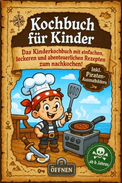 Healthy Kitchen - Kochbuch für Kinder - Piratenedition: Das Kinderkochbuch mit einfachen, leckeren und abenteuerlichen Rezepten zum Nachkochen! - inkl. Piratengeschichte, Mal- & Rätselspaß! -ab 6 Jahren, E-bok. Tillgänglighet: Lägg i varukorg