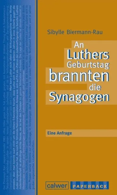 Sibylle Biermann-Rau - An Luthers Geburtstag brannten die Synagogen, E-bok. Tillgänglighet: Lägg i varukorg