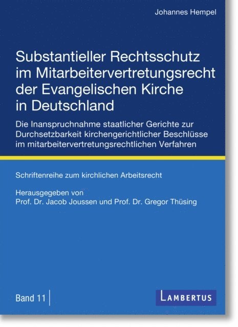 Johannes Hempel, Gregor, Jacob Joussen - Substantieller Rechtsschutz im Mitarbeitervertretungsrecht der Evangelischen Kirche in Deutschland, E-bok