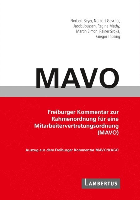 Gregor Thusing, Reiner Sroka, Martin Simon, Regina Mathy, Jacob Joussen, Norbert Gescher, Norbert Beyer - Handbuch MAVO-Kommentar, E-bok