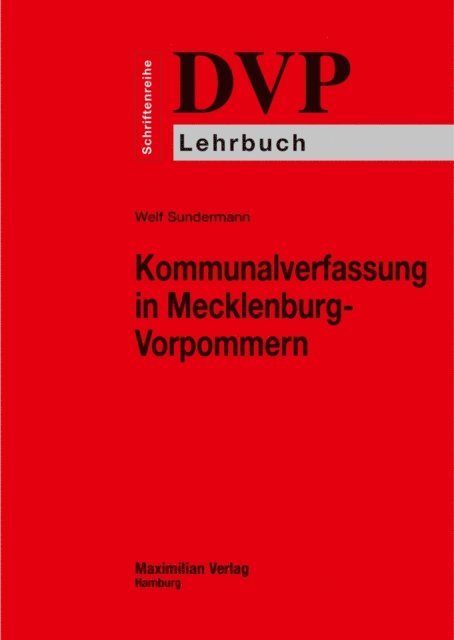 Welf Sundermann - Kommunalverfassung in Mecklenburg-Vorpommern, E-bok